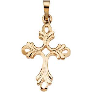 14K Gold Cross Pendant 19.5x15 mm