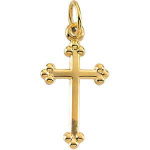 14K Gold Cross Pendant 14x10 mm