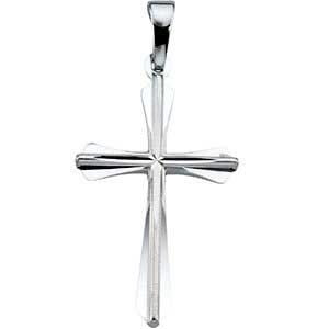 14K Gold Cross Pendant White 24x16.25 mm