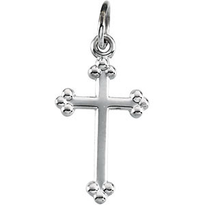 14K Gold Cross Pendant White 14x10 mm