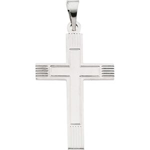 14K Gold Cross Pendant White 18x12 mm