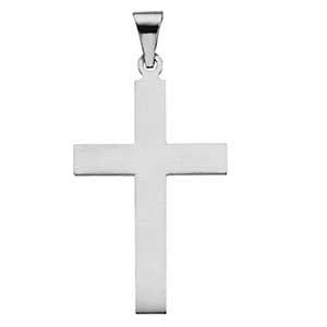 14K Gold Cross Pendant White 18x12 mm