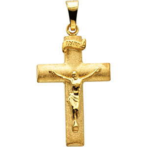 14KY Crucifix Pendant Hollow 24x16 mm