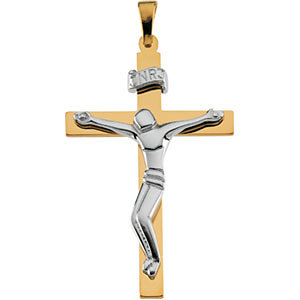 14KTT Gold Crucifix 28.5x19 mm