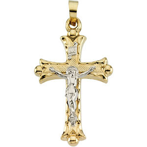 14KTT Crucifix Pendant Hollow 20x14 mm