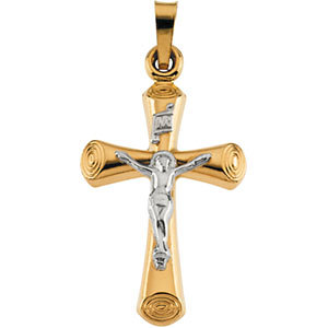 14K Gold Crucifix Hollow 22x15 mm