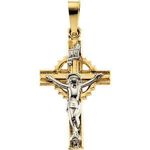 14KTT Crucifix Pendant 19x13 mm