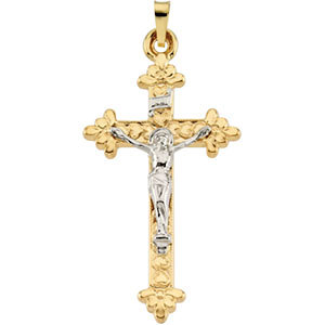 14K Gold Crucifix Hollow 25.5x13.5 mm