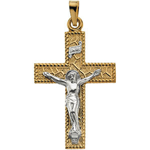 14KTT Crucifix Pendant 29x20 mm