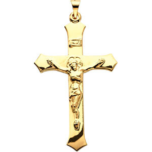 14K Gold Crucifix Pendant 39x25.5 mm