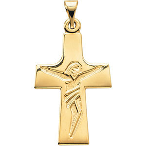 14K Gold Crucifix Pendant 23x16 mm