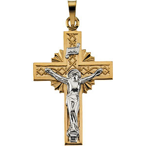 14KTT Gold Crucifix Pendant 27.5x19.5 mm