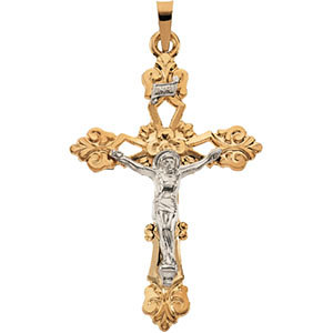 14K Gold Crucifix Pendant 20.5x15 mm