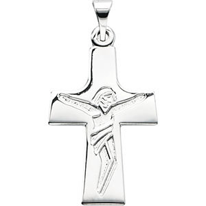 14K Gold Crucifix Pendant White 23x16 mm