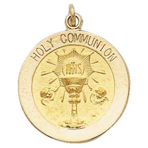 14K Gold First Holy Communion Medal