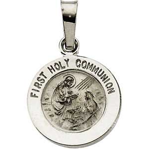 14K Gold First Holy Communion Medal White