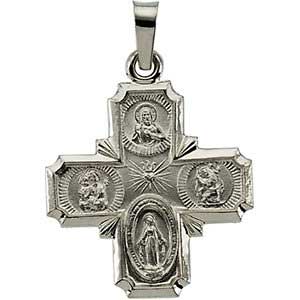 14K Gold Four Way Cross White