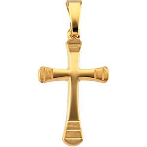 14K Gold Cross Pendant Hollow 18x12 mm