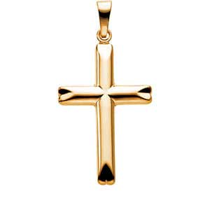 14K Gold Cross Pendant Hollow 25x17 mm