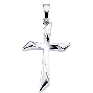 14K Gold Cross Pendant White Hollow