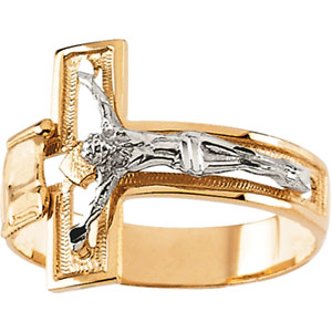 14K Gold Mens Crucifix Ring