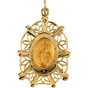 14K Gold Miraculous Medal 30x20 mm