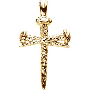 14K Gold Nail Cross Pendant