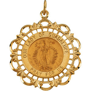 14K Gold Our Lady of Guadalupe Medal 31x26.5 mm