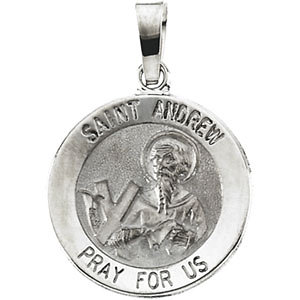 14K Gold St Andrew Medal White