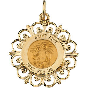 14K Gold St Anne Medal Filagree