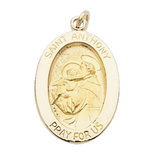 14K Gold St Anthony Medal Oval