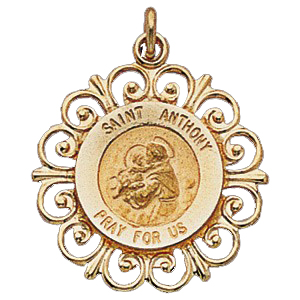 14K Gold St Anthony Medal Filagree