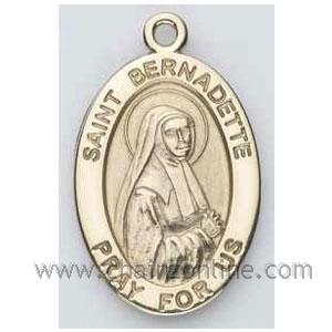 Gold St Bernadette Medal Oval 