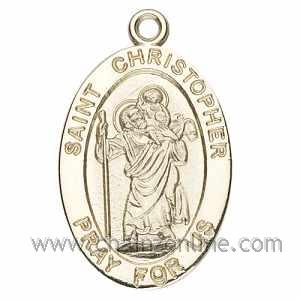 Gold St Christopher Medal Oval