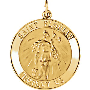 14K Gold St Florian Medal Round