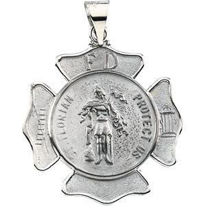 14K Gold St Florian Medal White