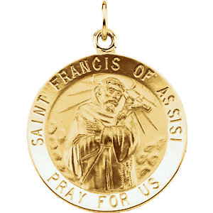 14K Gold St Francis of Assisi Medal Round