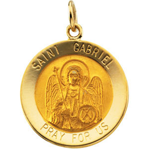 14K Gold St Gabriel Medal Round