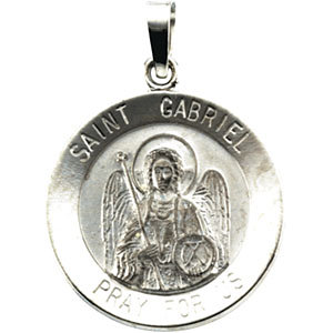 14K Gold St Gabriel Medal White