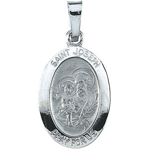 14K Gold Joseph Medal White Oval