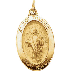 14K Gold St Jude Thaddeus Medal Oval