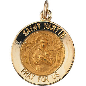 14K Gold St Martin de Porres Medal Round