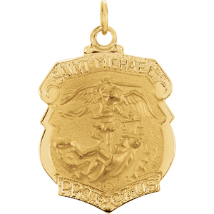 14K Gold St Michael Medal Badge