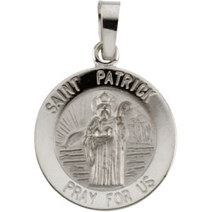 14K Gold St Patrick Medal Round White