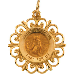 Gold Saint Peregrine Medal Filagree