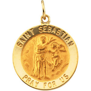 14K Gold St Sebastian Medal Round