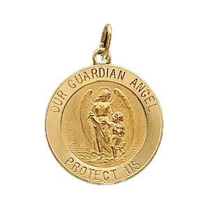 14K Gold Guardian Angel Medal