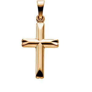 14K Gold Cross Pendant Hollow 19x12.5 mm