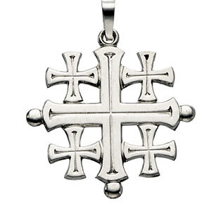 14K Jerusalem Cross Pendant White