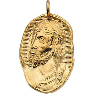 14K Face of Jesus Pendant Rustic